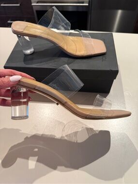 Tony Bianco Sabelle Clear-Strap Nude Block Heel Mule